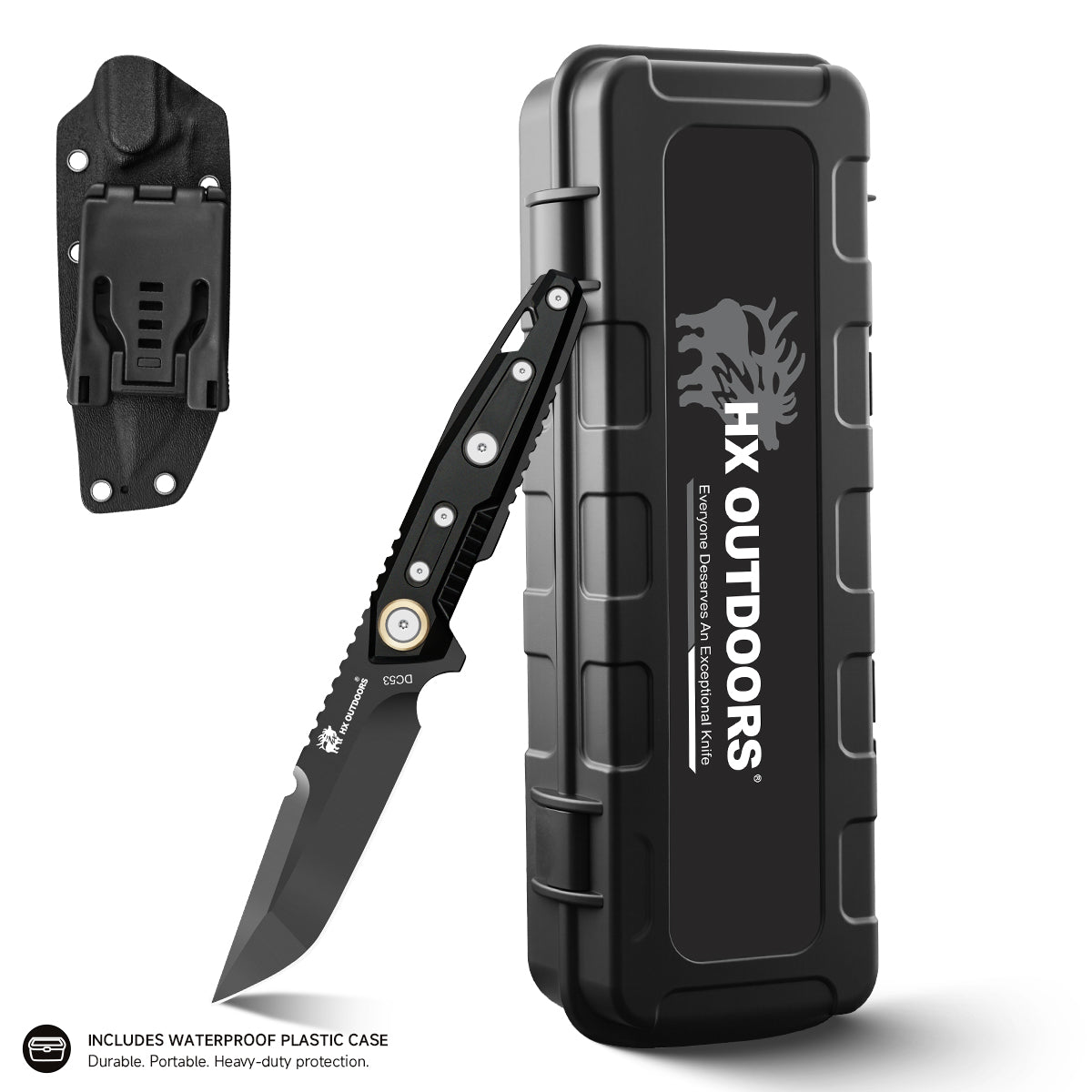 MECHTITAN DC53 Fixed Blade | Black Aluminum Handle EDC Camping Knife