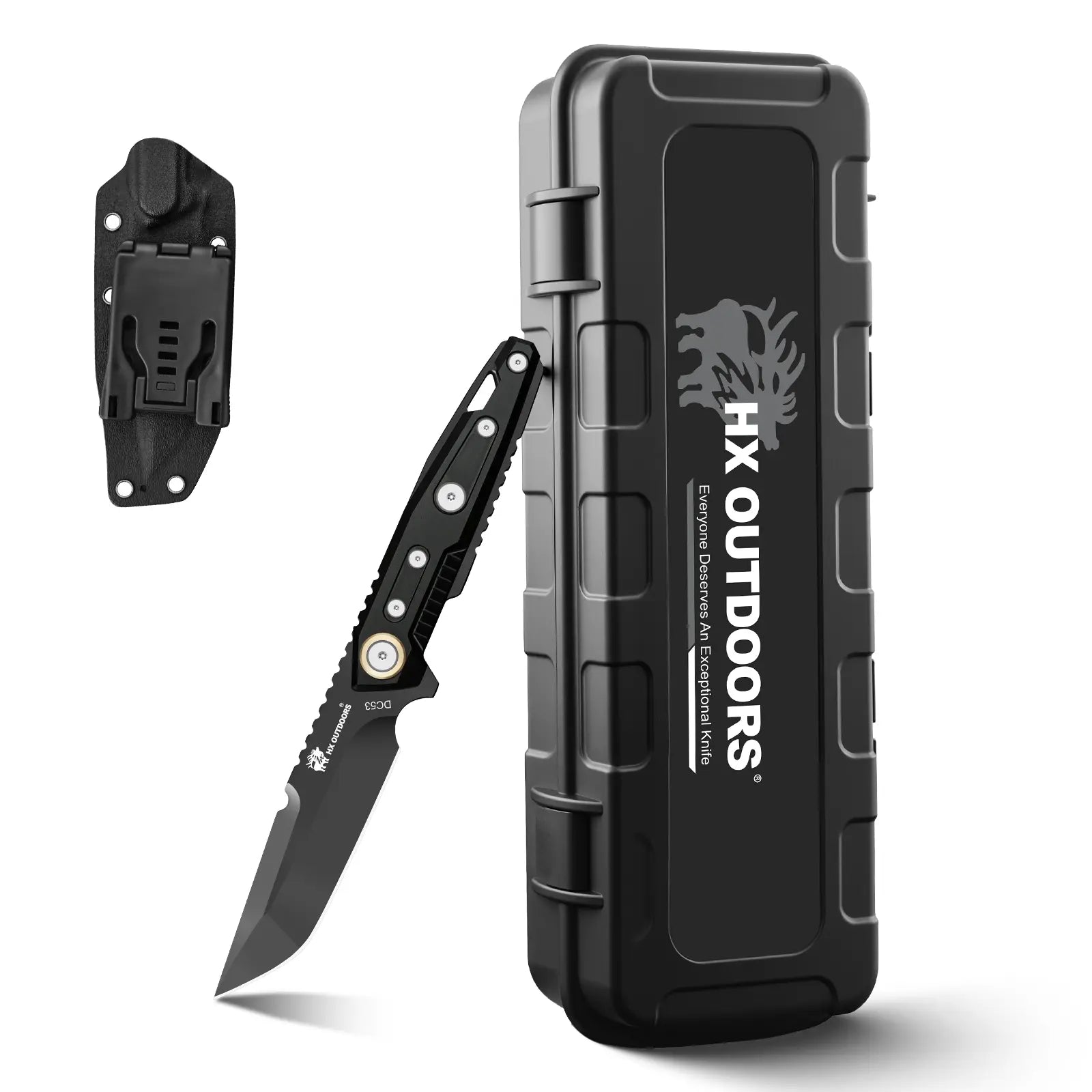 MECHTITAN DC53 Fixed Blade | Black Aluminum Handle EDC Camping Knife