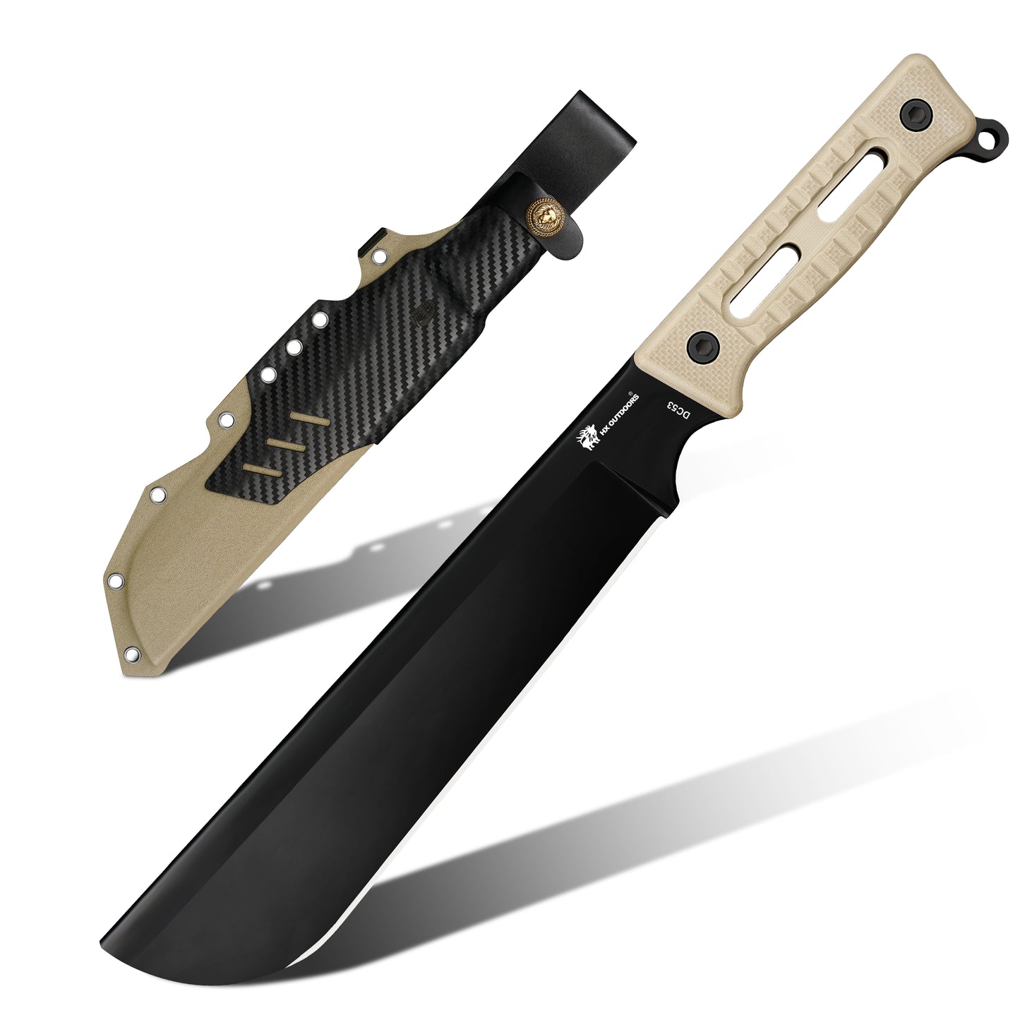 Bush Tool HX OUTDOORS ROCK 8.3" DC53 Black G10 Handle Bush Tool Fixed Blade Knife Camping Survival and Outdoor MT-022 from HX OUTDOORS