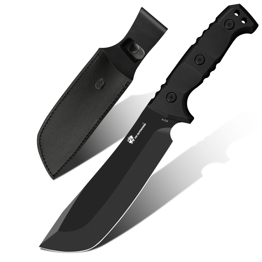 Camping Machete HX OUTDOORS 8.39" 5CR14 Black G10 Handle BLACKFLARE Machete Fixed Blade Tactical Knife Survival Gear D-297 from HX OUTDOORS