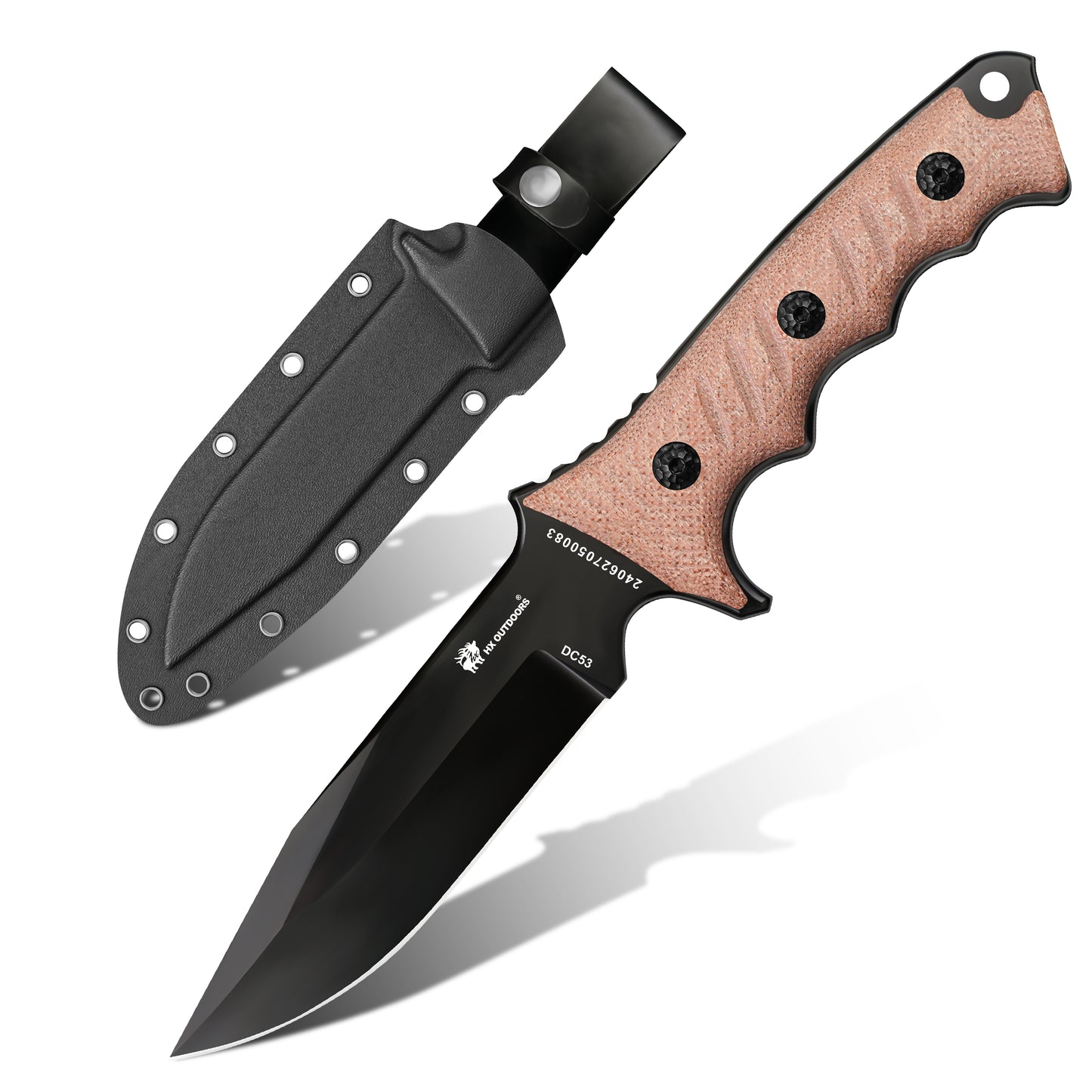 Fixed Blade HX OUTDOORS 5.5" DC53 Flaxen Linen The Commander Tactial Fixed Blade Knife for Survival EDC D-304 from HX OUTDOORS