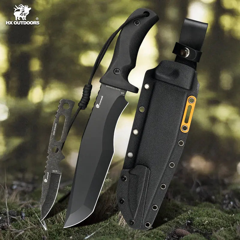 Bush Tool HX OUTDOORS 8.39" D2 Black G10 Handle Falcon Bush Tool Fixed Blade Knife Outdoor Camping Knife D-306 from HX OUTDOORS