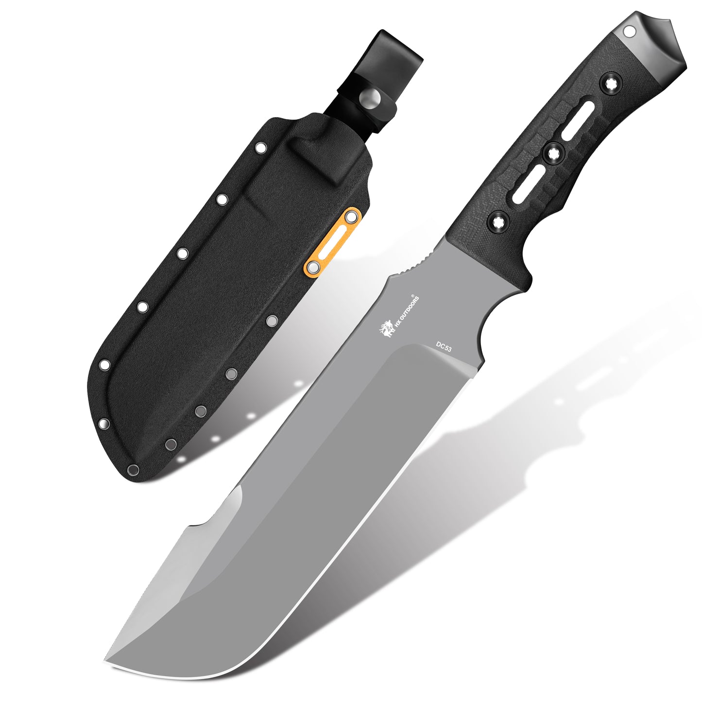 Camping Machete HX OUTDOORS 8" DC53 Black G10 Handle Orca Machete Fixed Blade Tactical Knife Outdoor Survival Hiking Camping D-324 from HX OUTDOORS