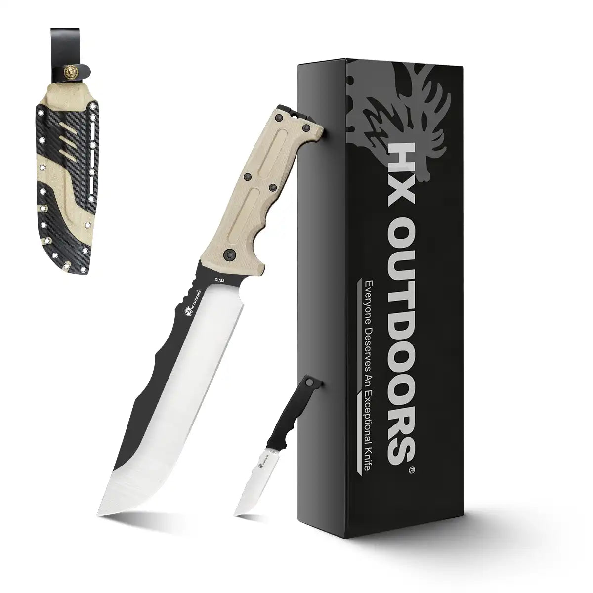 Machete HX OUTDOORS KANGABLADE | Hoja DC53 de 8.07" | Mango G10 marrón | D-341