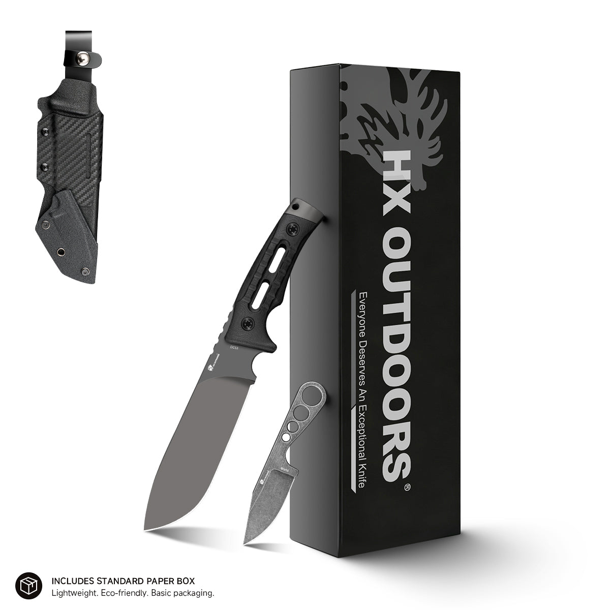 HX OUTDOORS ROCK APEX PRO | Lame fixe | Lame DC53 de 5,51 po | Manche en G10 noir | D-342