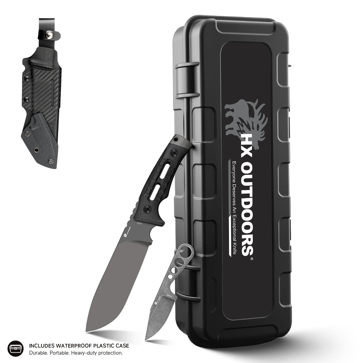 HX OUTDOORS ROCK APEX PRO | Lame fixe | Lame DC53 de 5,51 po | Manche en G10 noir | D-342