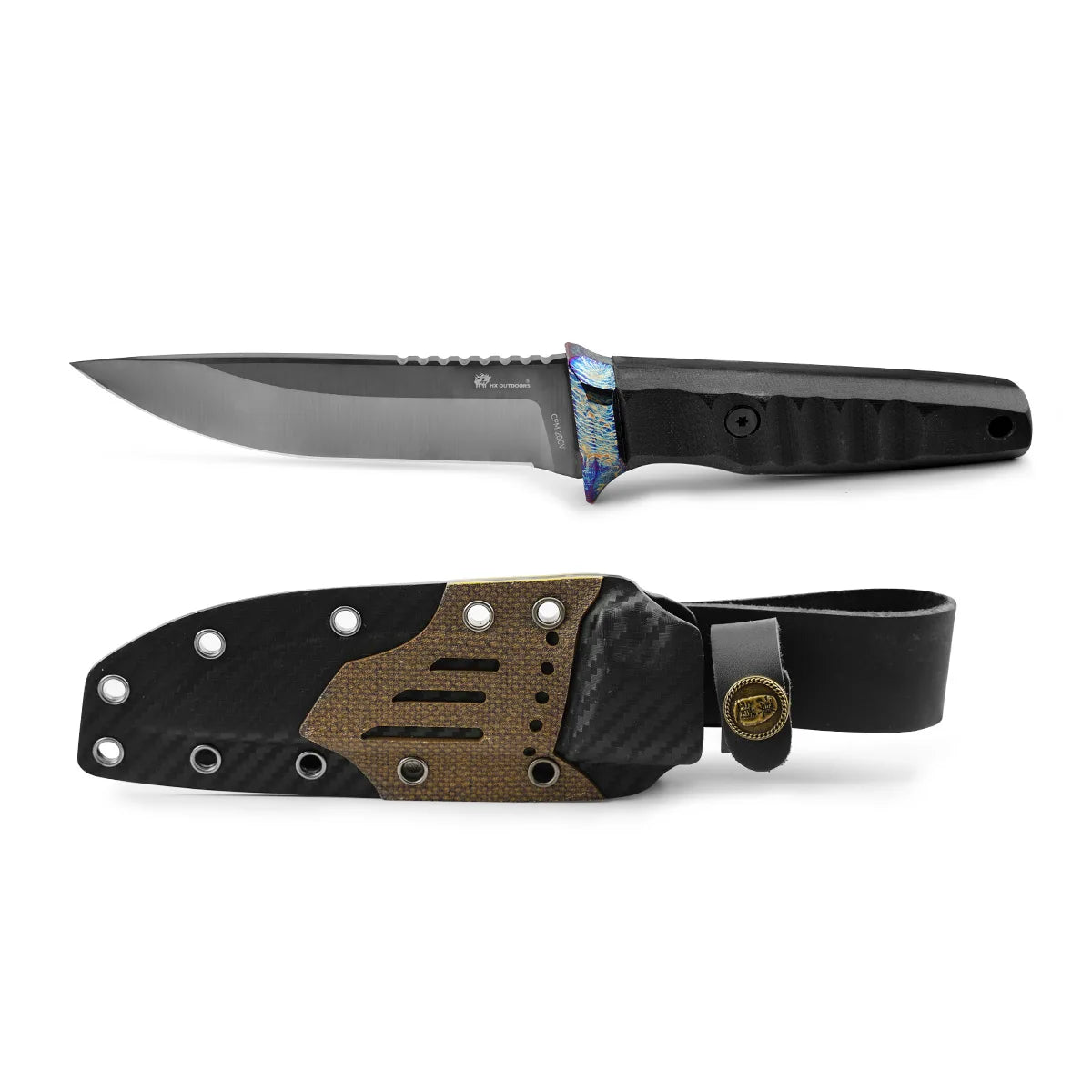 PRISM Fixed Blade | 4.72" DLC‑Coated CPM 20CV Blade | Black G10 Handle | HX OUTDOORS D-352