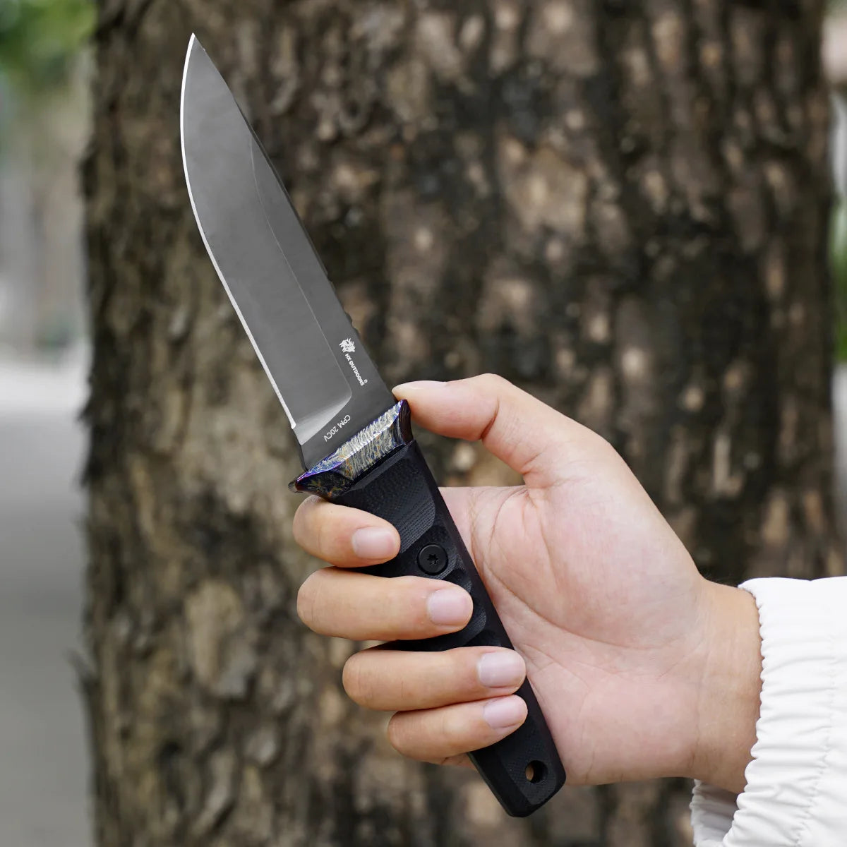 PRISM Fixed Blade | 4.72" DLC‑Coated CPM 20CV Blade | Black G10 Handle | HX OUTDOORS D-352