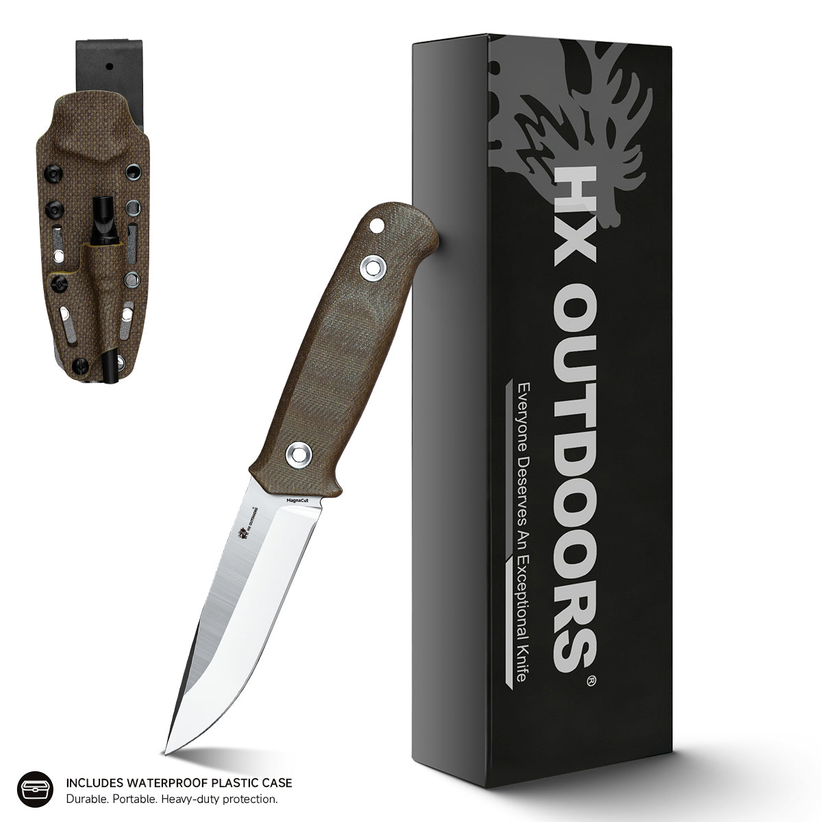 TRAILBLAZER Fixed Blade | 3.15" MagnaCut Powder Steel | Linen Handle | HX OUTDOORS D-359A
