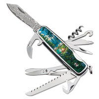 Multi-tool HX OUTDOORS DAMASK CAMPHOR 2.2" Damask Steel VG10 Multi-tool Knife Camping Outdoor DD-14B from HX OUTDOORS