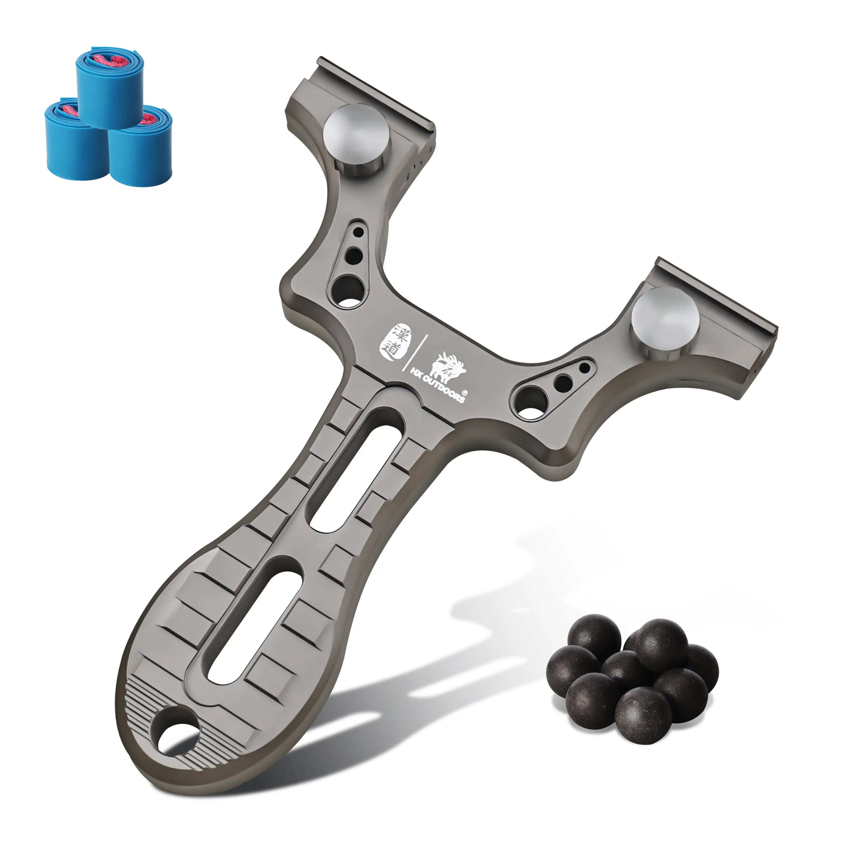 ACCURION Slingshot Silver Aluminum | Portable Hunting Catapult