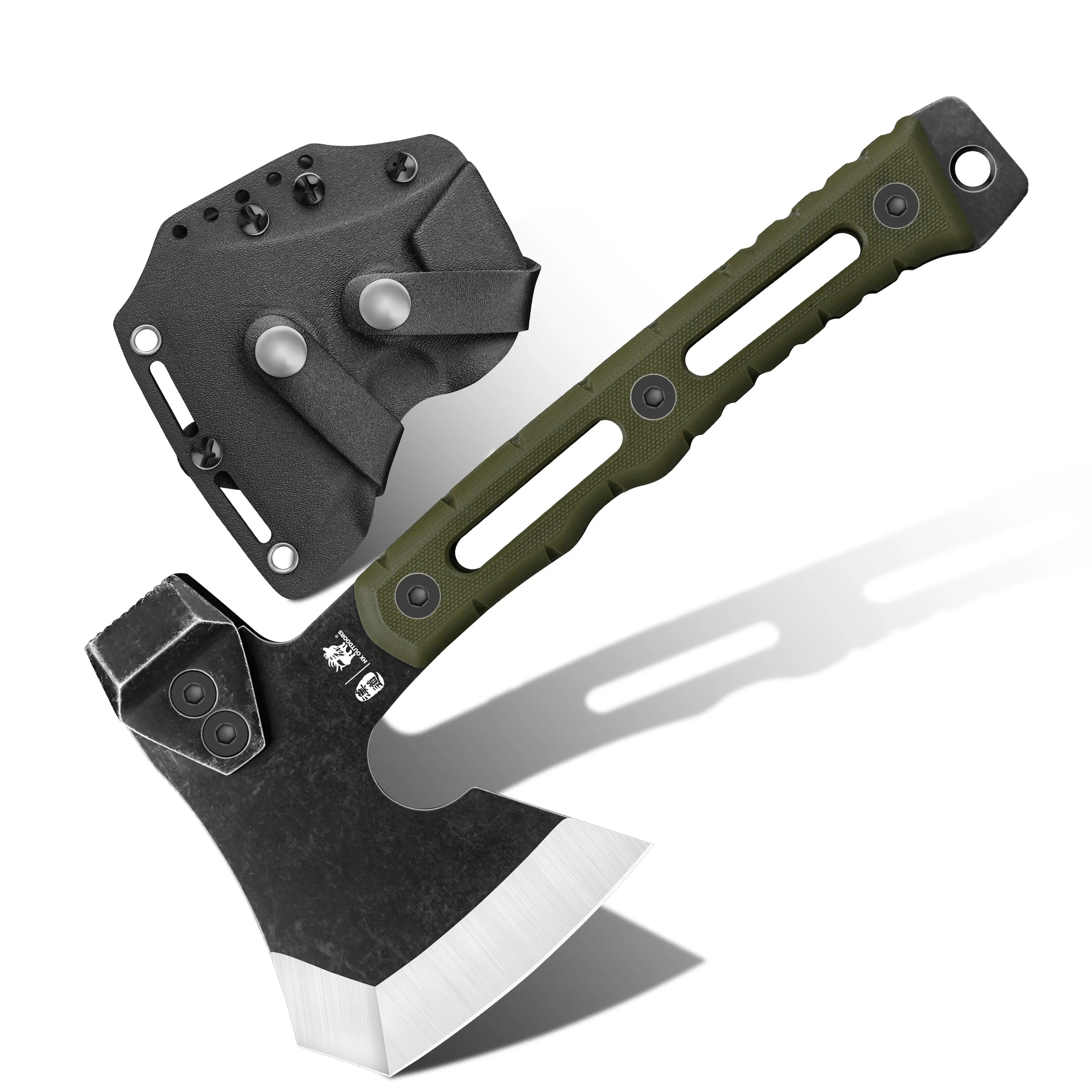 Camping Hatchet HX OUTDOORS 8.9" 5CR14 Green G10 Mini Warfire Demolition Best Tatical Axe Camping Survival FT-15mini from HX OUTDOORS