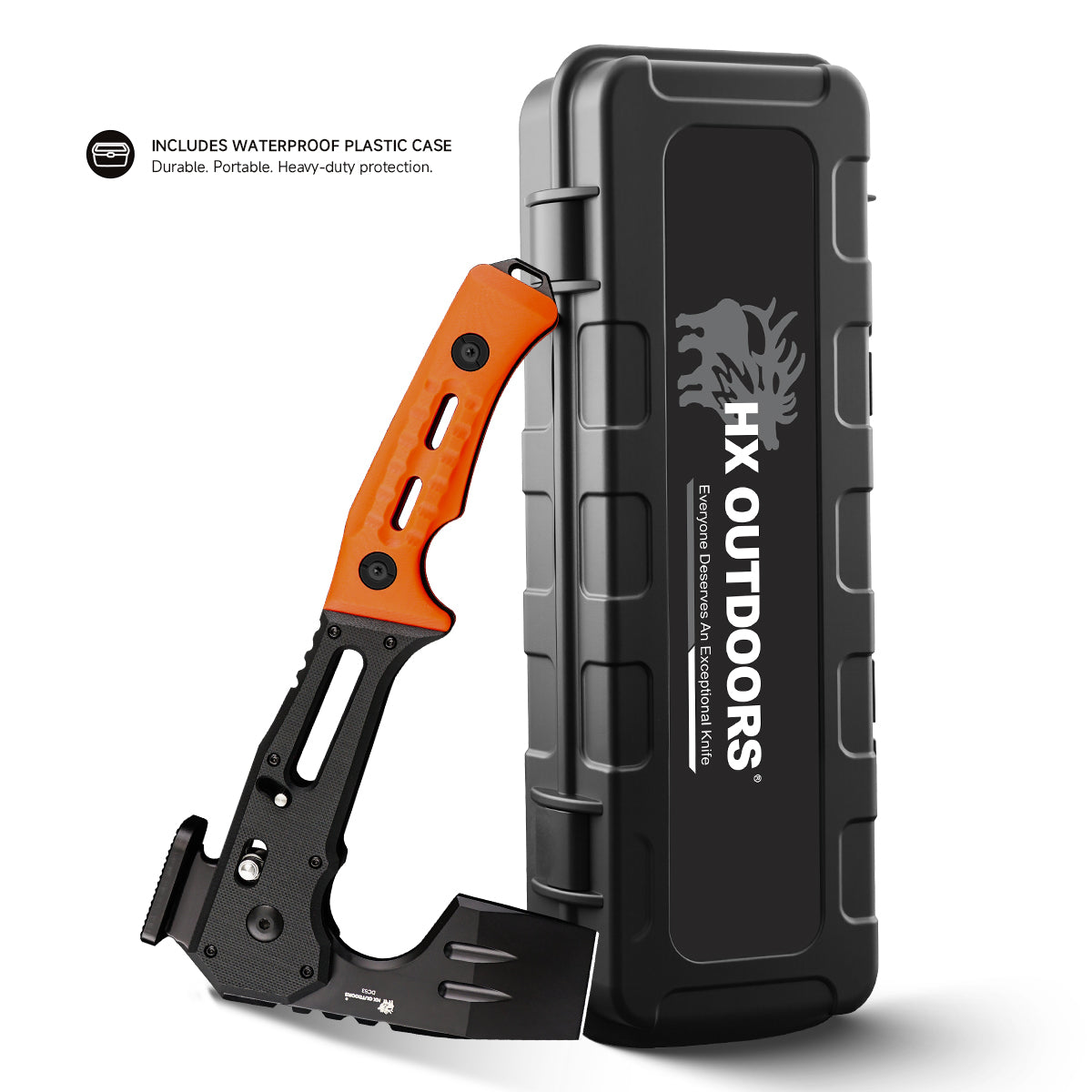 FALCILUX Folding Hatchet | 9.25" Overall Length | DC53 Blade | Orange G10 Handle | HX OUTDOORS FT-19C