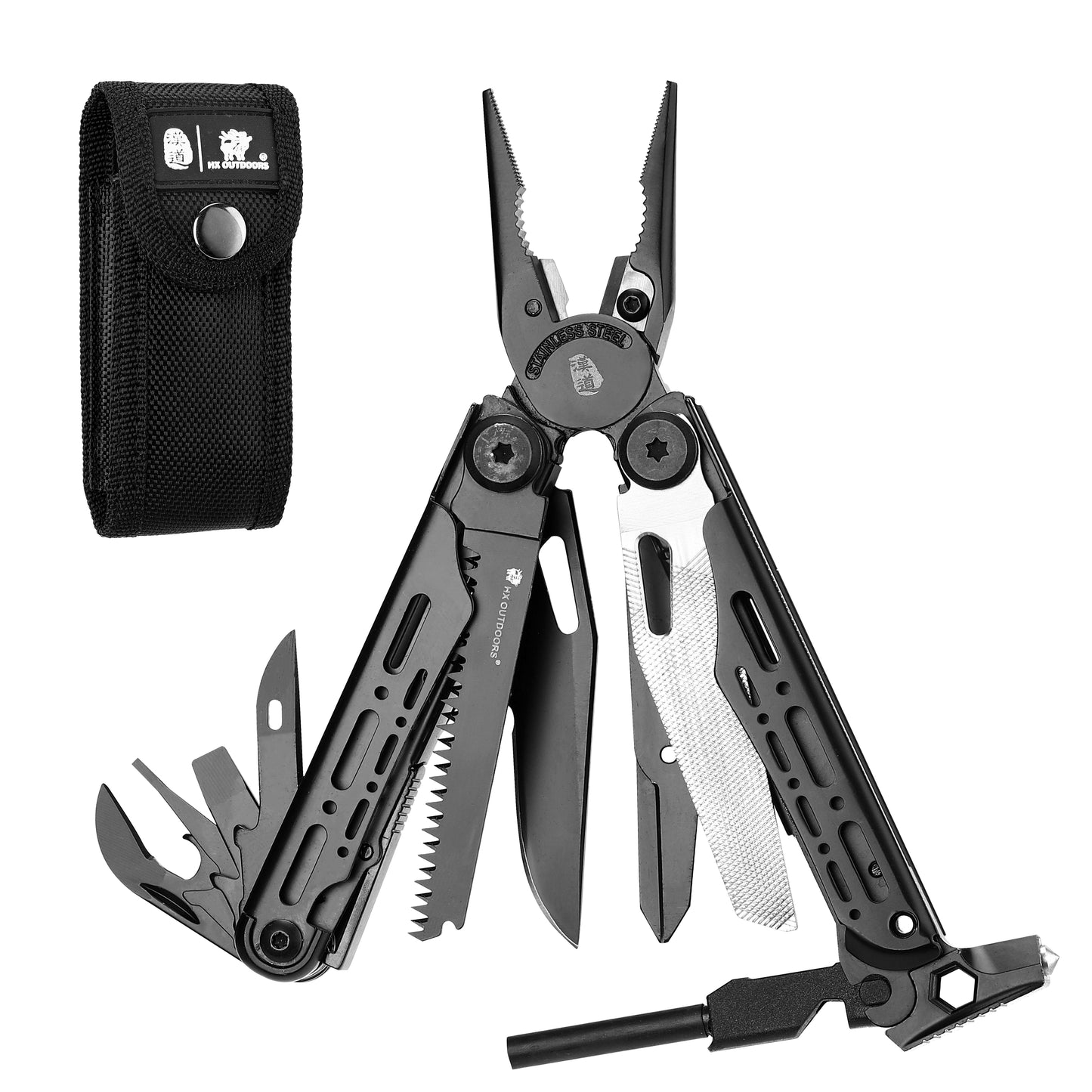 Multi-tool HX OUTDOORS Black IGNITE EDC Multi-tool Flint Pliers (6.3" 7CR17) GQ-22B from HX OUTDOORS
