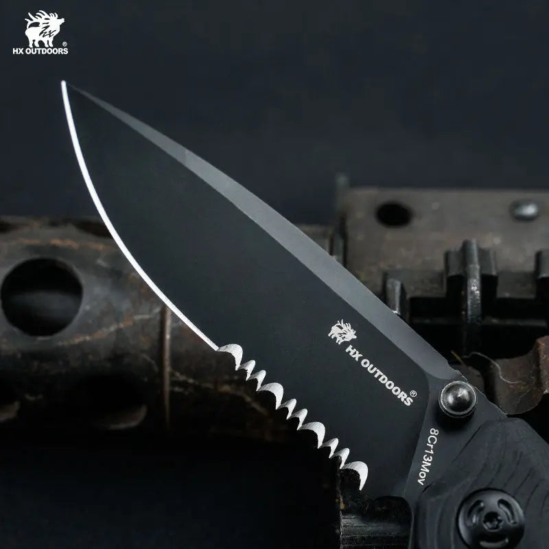 BLACK TALON 8Cr13 Rubber | EDC Crossbar Lock Pocket Knife – HX