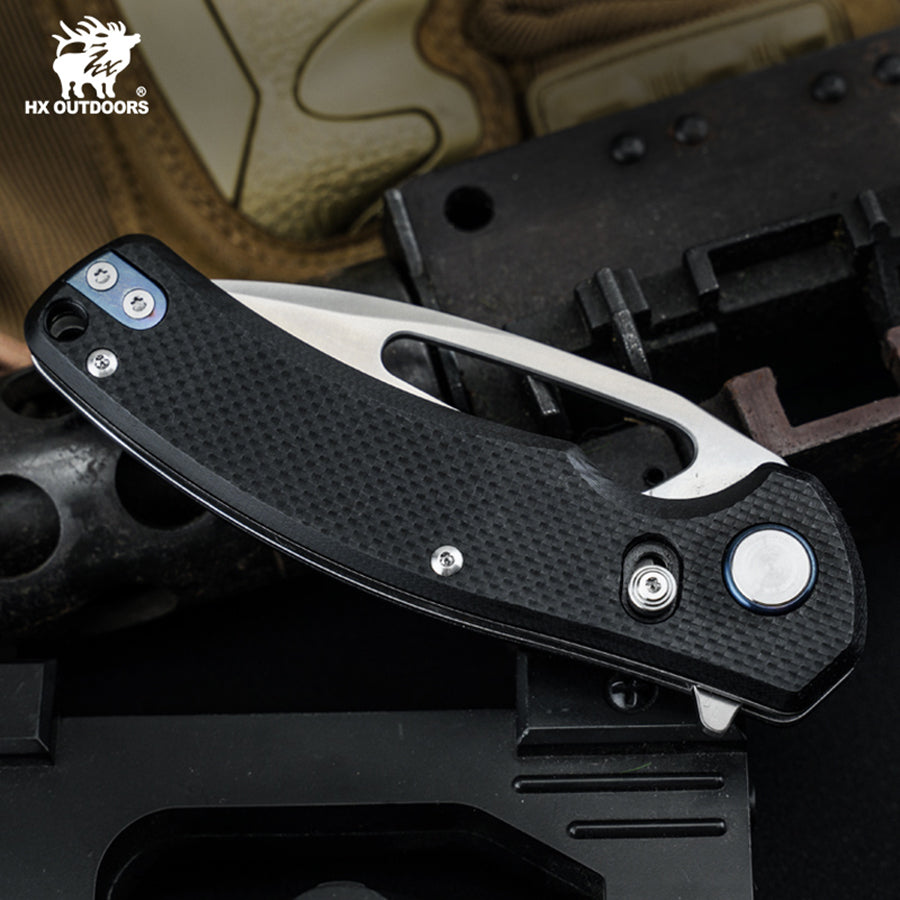 
                  
                    Pocket Knife HX OUTDOORS 2.5" D2 Steel Blade G10 Handle EDC VOYAGER CROSSBAR LOCK Folding Knife Black ZD-091S from HX OUTDOORS
                  
                