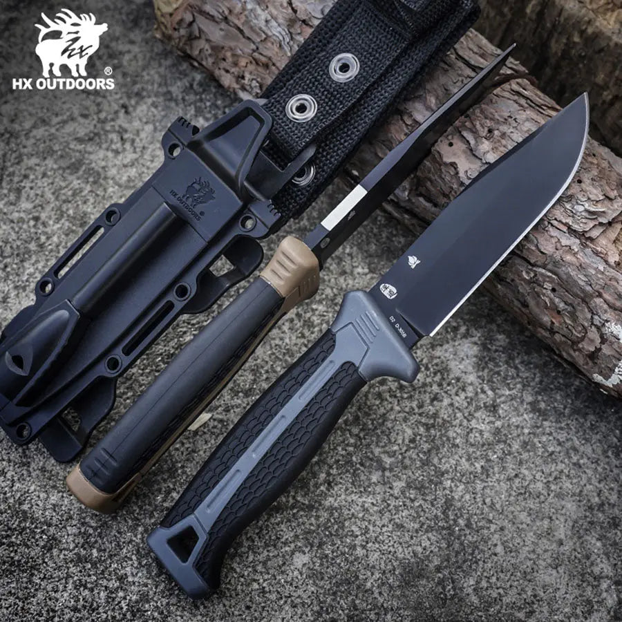 HOUND D2 Fixed Blade | Gray PP & TPR EDC Camping Knife