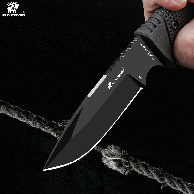 Fixed Blade PATHFINDER | D2 | BLACK RUBBERIZED | D-171