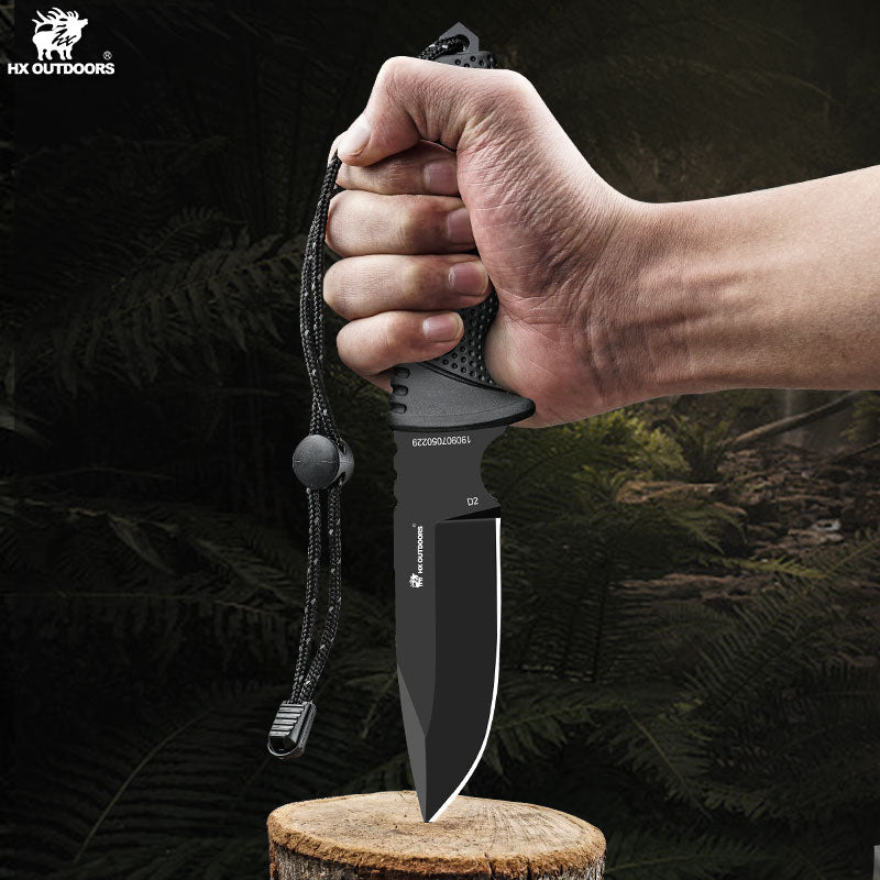 Fixed Blade PATHFINDER | D2 | BLACK RUBBERIZED | D-171