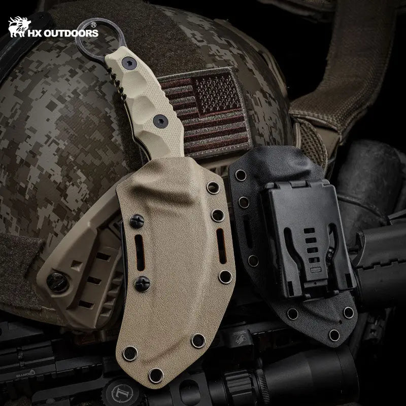 VORTEX CLAW 9Cr18 Fixed Blade | Brown G10 EDC Camping Knife – HX