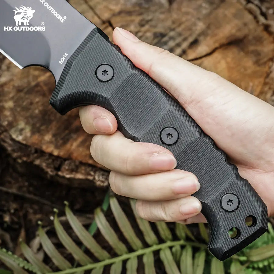 Bush Tool HX OUTDOORS 8.39" 5CR14 Black G10 Handle BLACKFLARE Bush Tool Fixed Blade Knife Survival Gear D-297 from HX OUTDOORS