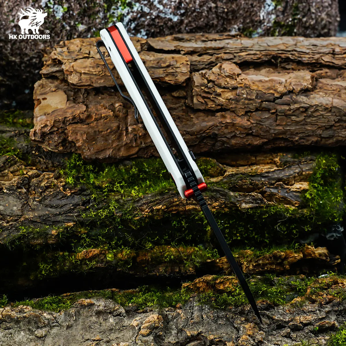 HYLA | Pocket Knife | Button Lock | 2.91" 14C28N Black Blade | White G10 Handle | HX OUTDOORS ZD-120S-D