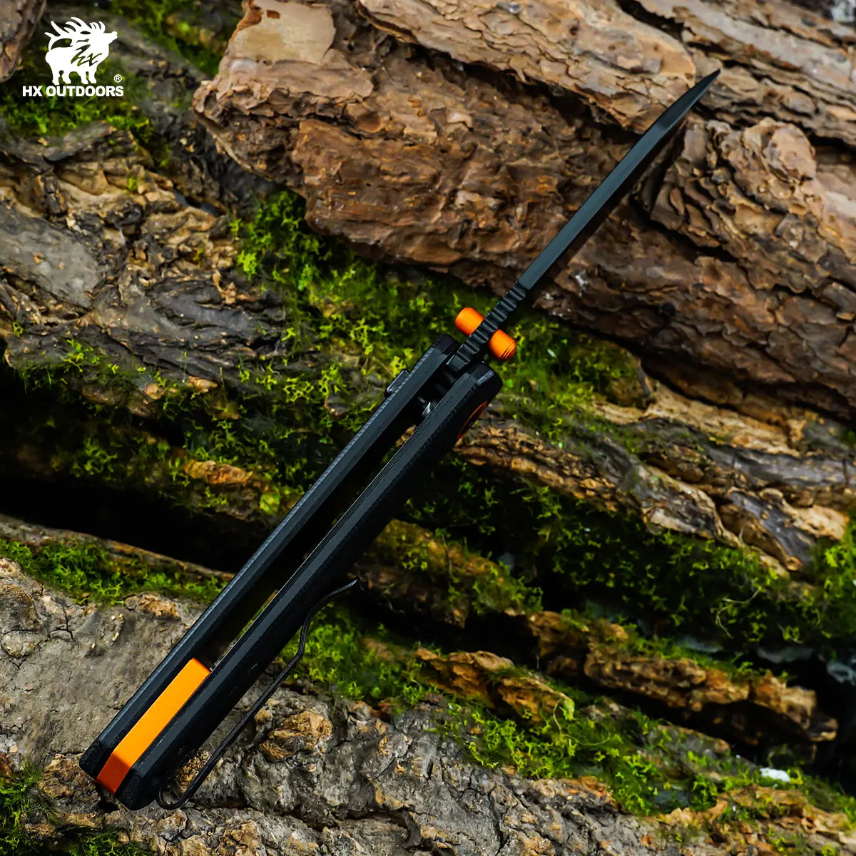 HYLA | Pocket Knife | Button Lock | 2.91" 14C28N Black Blade | Black G10 Handle | HX OUTDOORS ZD-120S-C