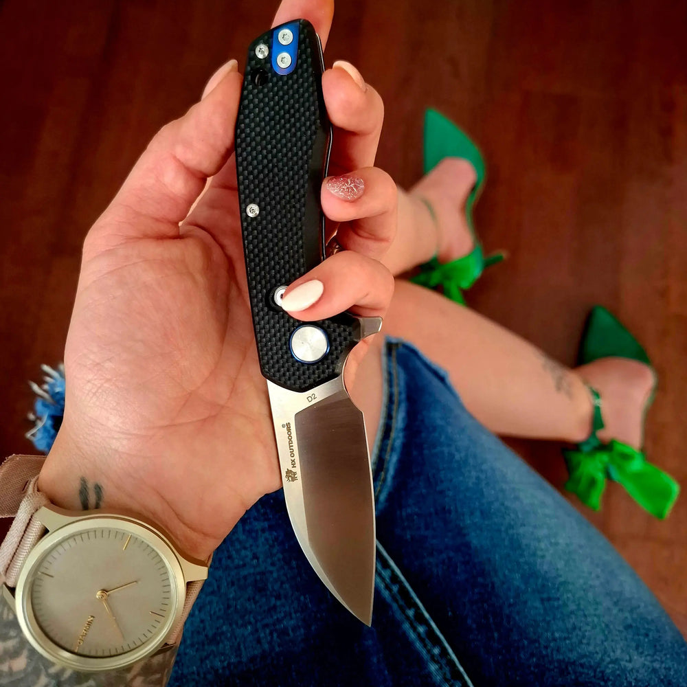 HX OUTDOORS GIANTBIRD | Pocket Knife | Crossbar Lock | 2.5" D2 Blade | Black G10 Handle | ZD-099S GIANTBIRD