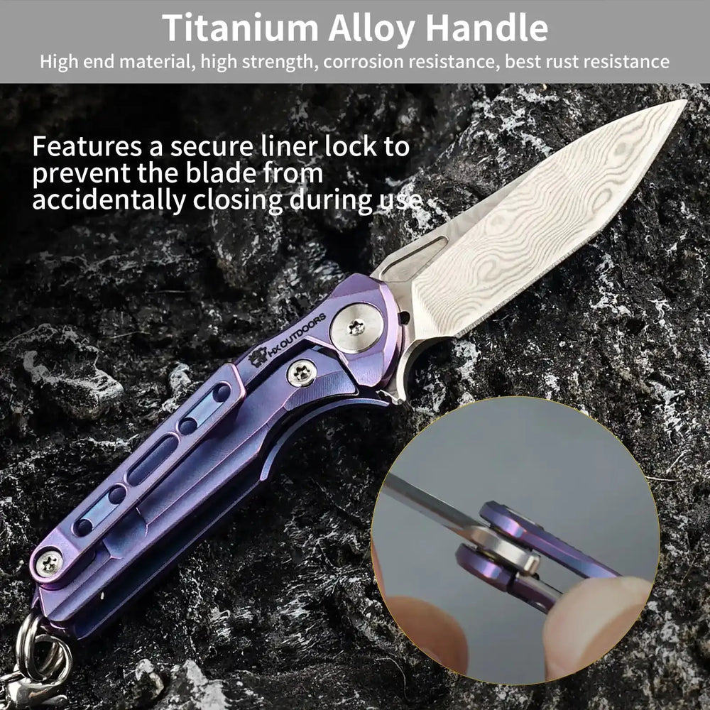 
                  
                    HX OUTDOORS MINI ARMORED | Pocket Knife | Liner Lock | 1.37" Damascus Blade | Pink Titanium Handle | EDC-005C MINI ARMORED
                  
                