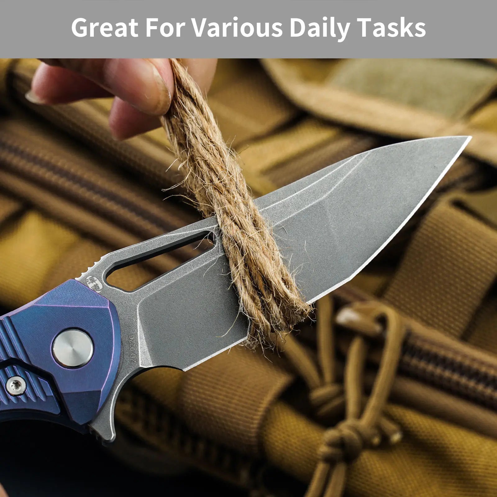 HX OUTDOORS ARMORED M | Pocket Knife | Liner Lock | 7.32" S35VN Blade | Blue Titanium Handle | ZD-022C ARMORED M