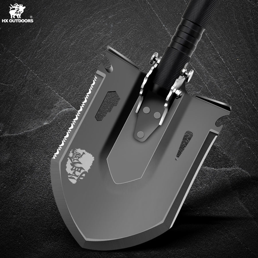 Shovel HX OUTDOORS Shovel Kit w/ Hoe, Saw, Knife, Bottle Opener, Fire Starter Aluminum Alloy Handle (37.24" 440 Stainless Steel Head) GBC-45 from HX OUTDOORS