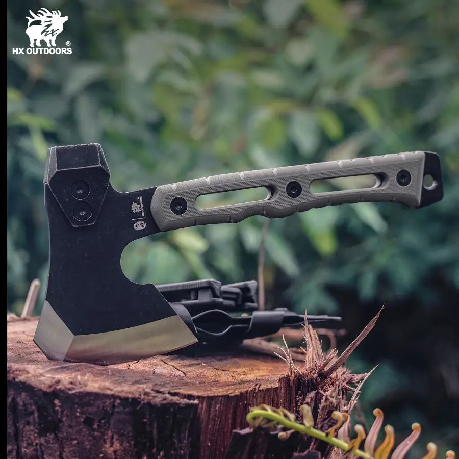 Camping Hatchet HX OUTDOORS 8.9" 5CR14 Green G10 Mini Warfire Demolition Best Tatical Axe Camping Survival FT-15mini from HX OUTDOORS