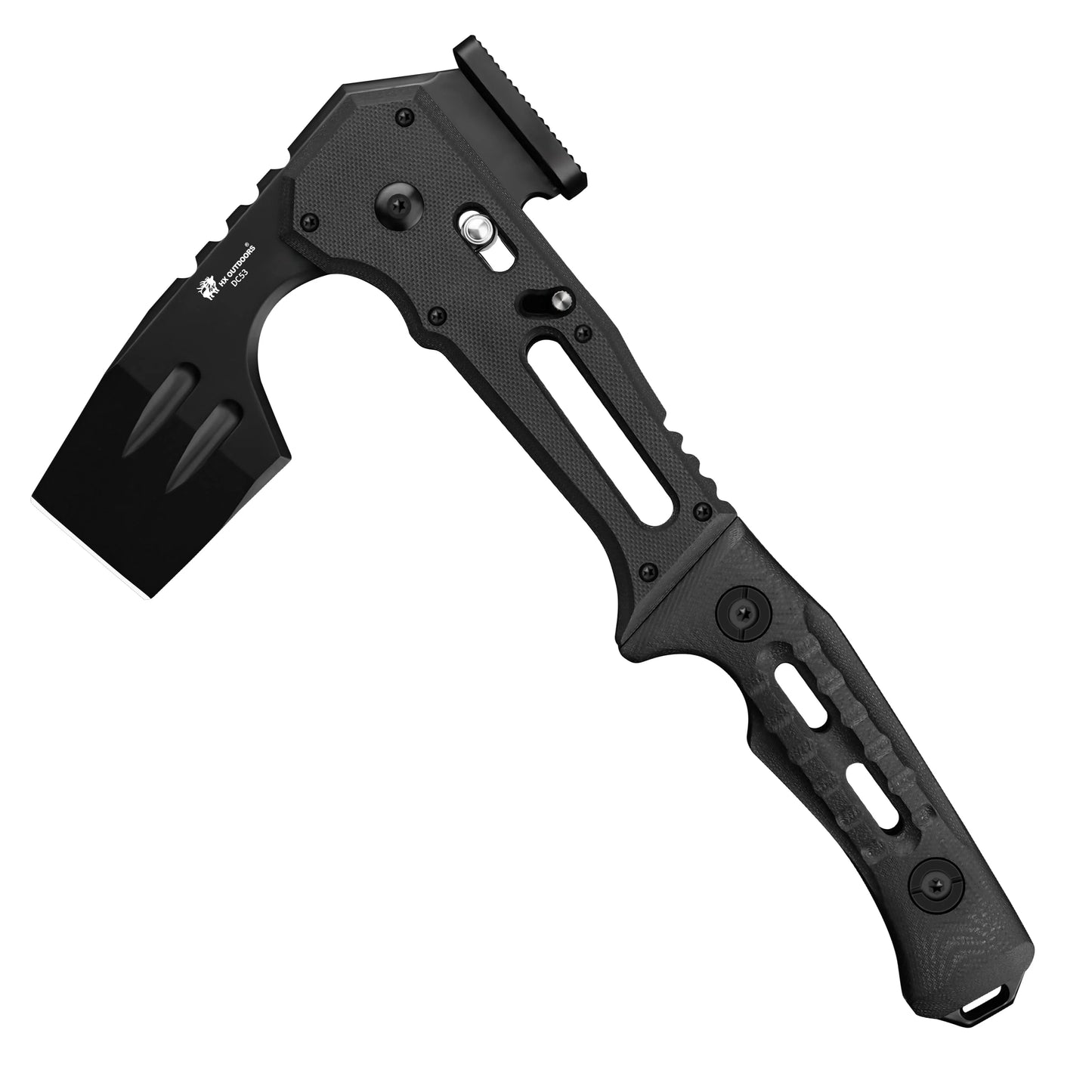 HX OUTDOORS FALCILUX | Folding Hatchet | 9.25" Overall Length | DC53 Blade | BLACK G10 Handle | FT-19 FALCILUX