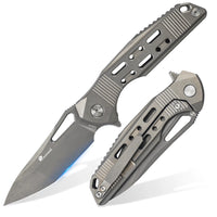 HX OUTDOORS ARMORED M | Pocket Knife | Liner Lock | 7.32" S35VN Blade | Silver Titanium Handle | ZD-022A ARMORED M