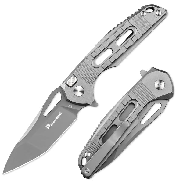 ROCK ONYX D2 Aluminum | EDC Button Lock Pocket Knife