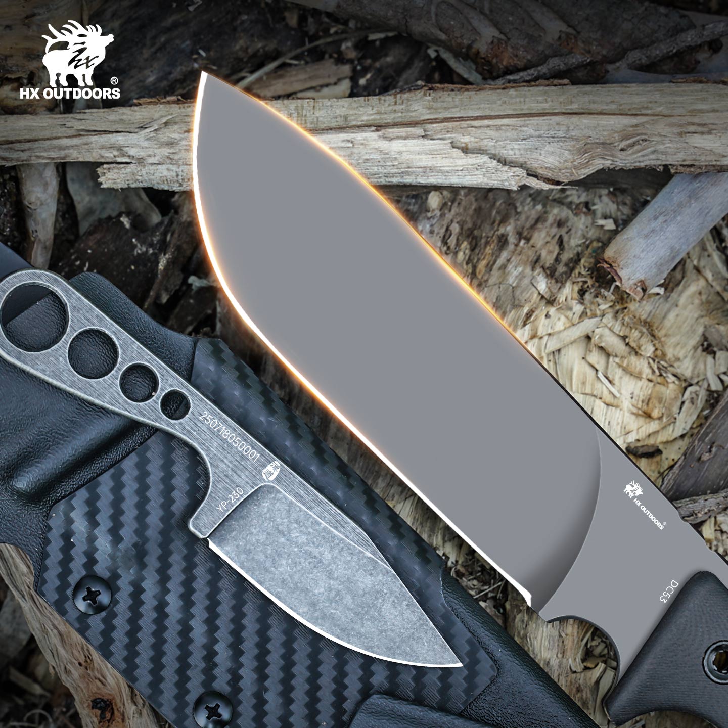 ROCK APEX PRO DC53 Fixed Blade | Black G10 EDC Camping Knife