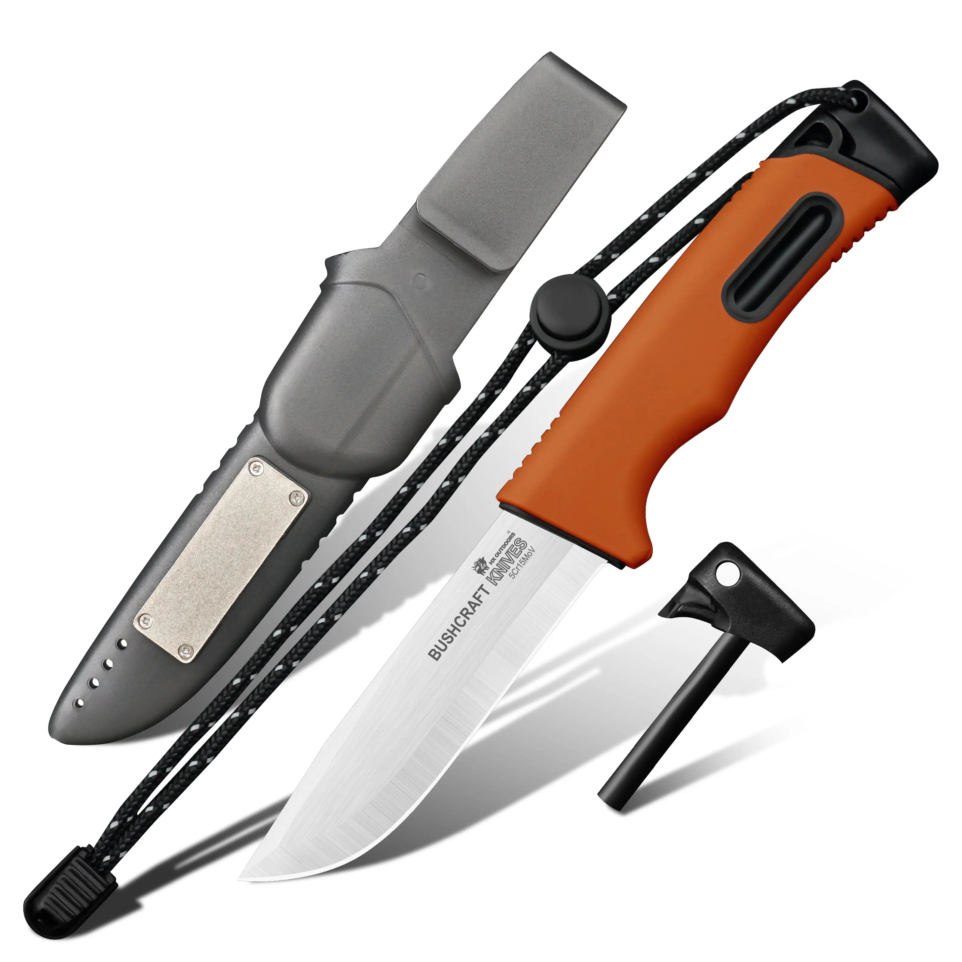 SURVIVAL MASTER 5Cr15 Fixed Blade | Orange TPR EDC Camping Knife