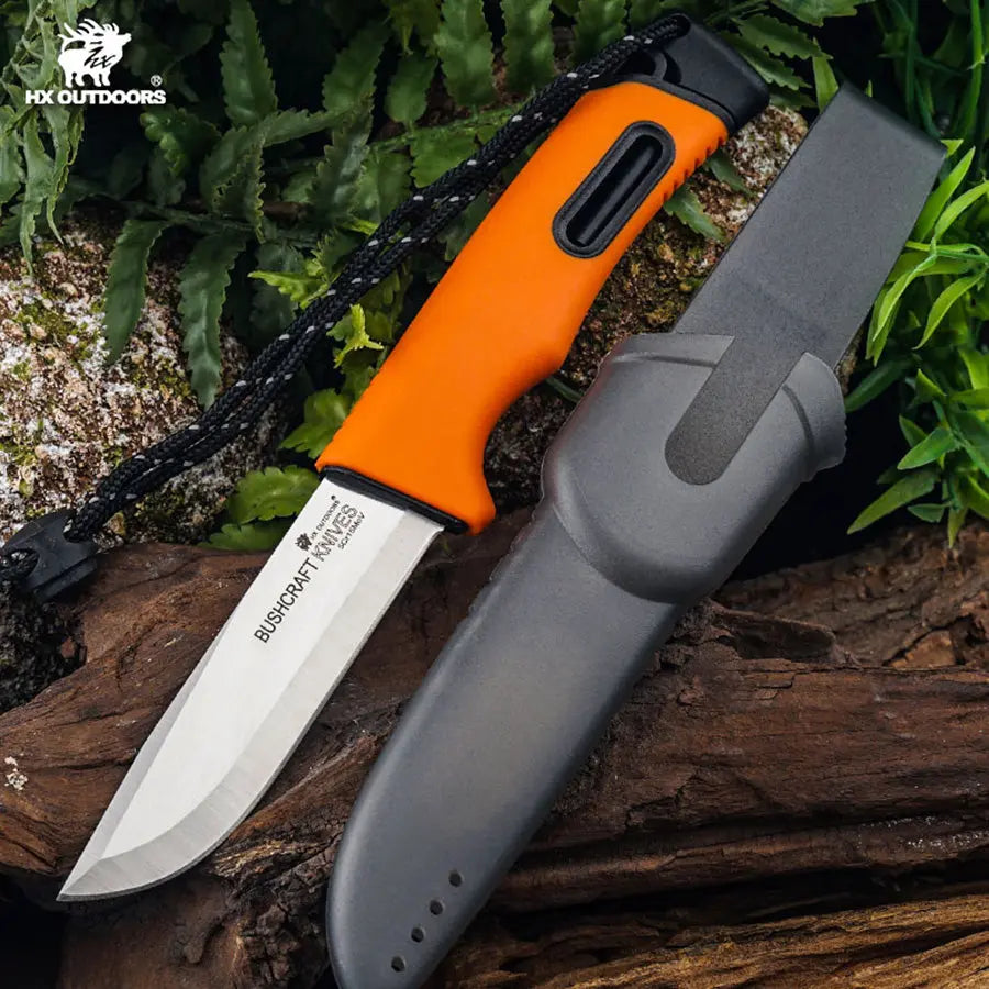 SURVIVAL MASTER 5Cr15 Fixed Blade | Orange TPR EDC Camping Knife