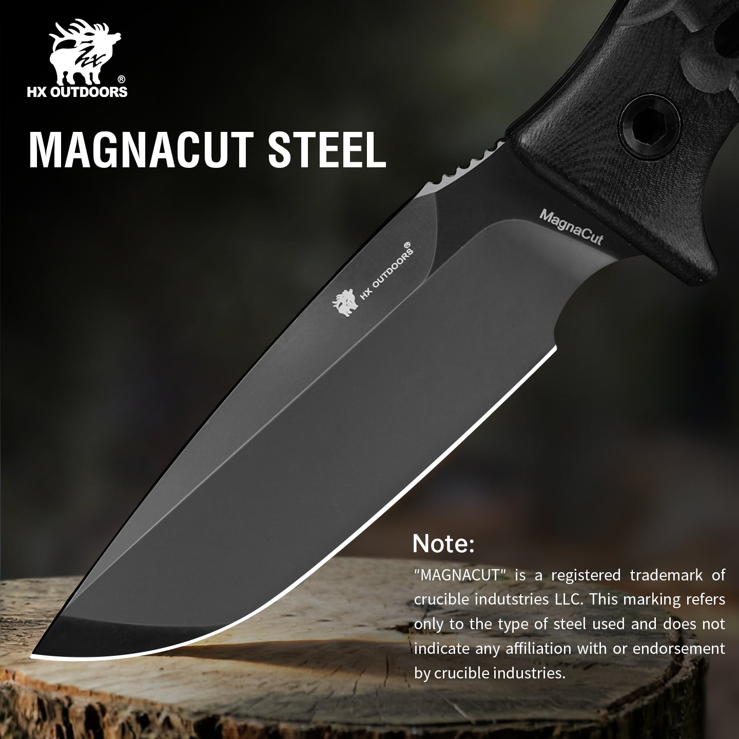 ROCK APEX MagnaCut Edition Fixed Blade | 3.7" DLC‑Coated Magnacut Blade | Black G10 Handle | HX OUTDOORS TD-24A