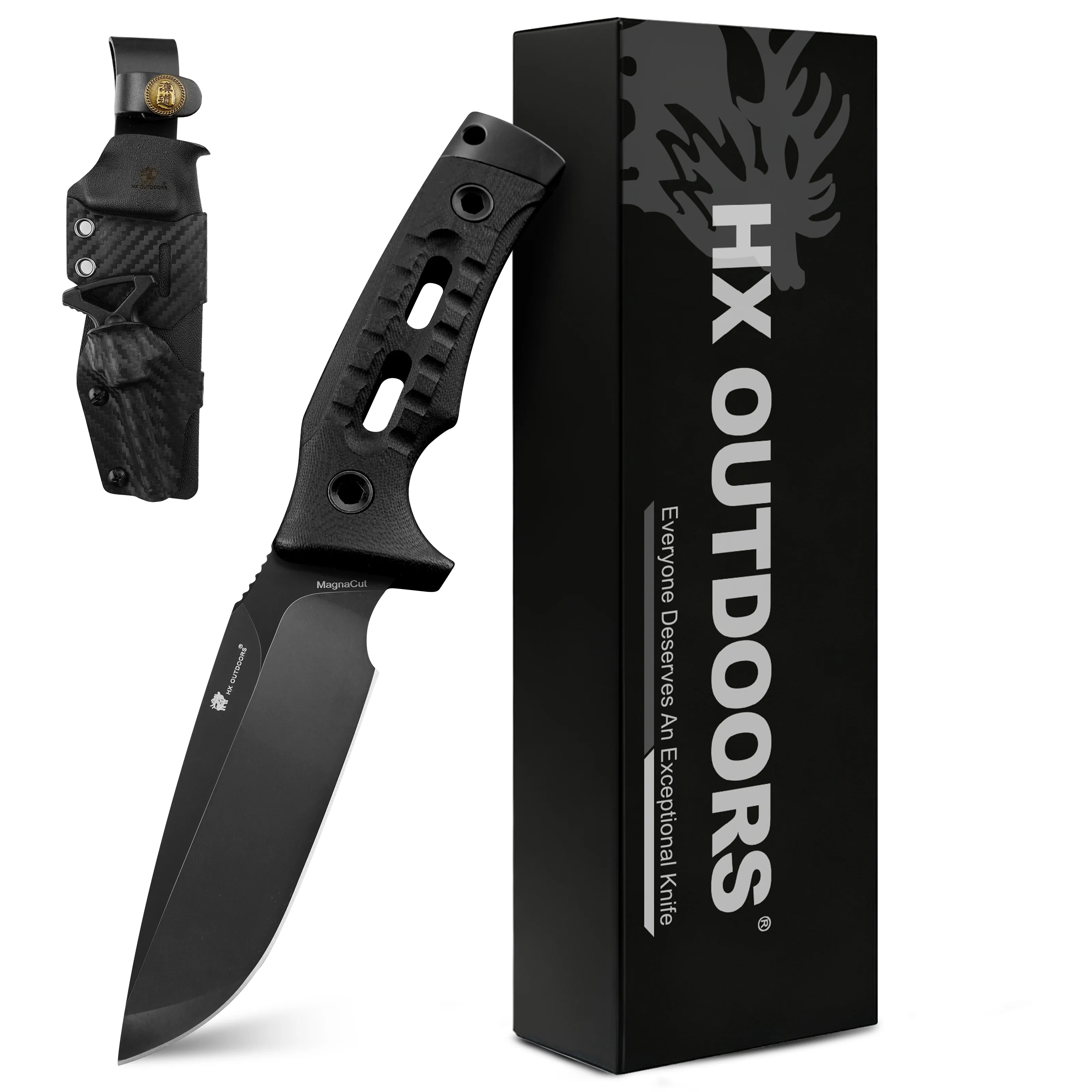 ROCK APEX MagnaCut Edition Fixed Blade | 3.7" DLC‑Coated Magnacut Blade | Black G10 Handle | HX OUTDOORS TD-24A