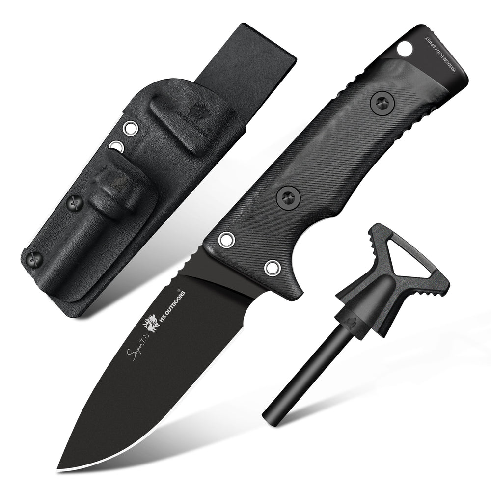 Fixed Blade HX OUTDOORS ROCK CLASSIC 3.15" DC53 Black G10 Survival Fixed Blade Knife Outdoor Tactical EDC TD-01 from HX OUTDOORS