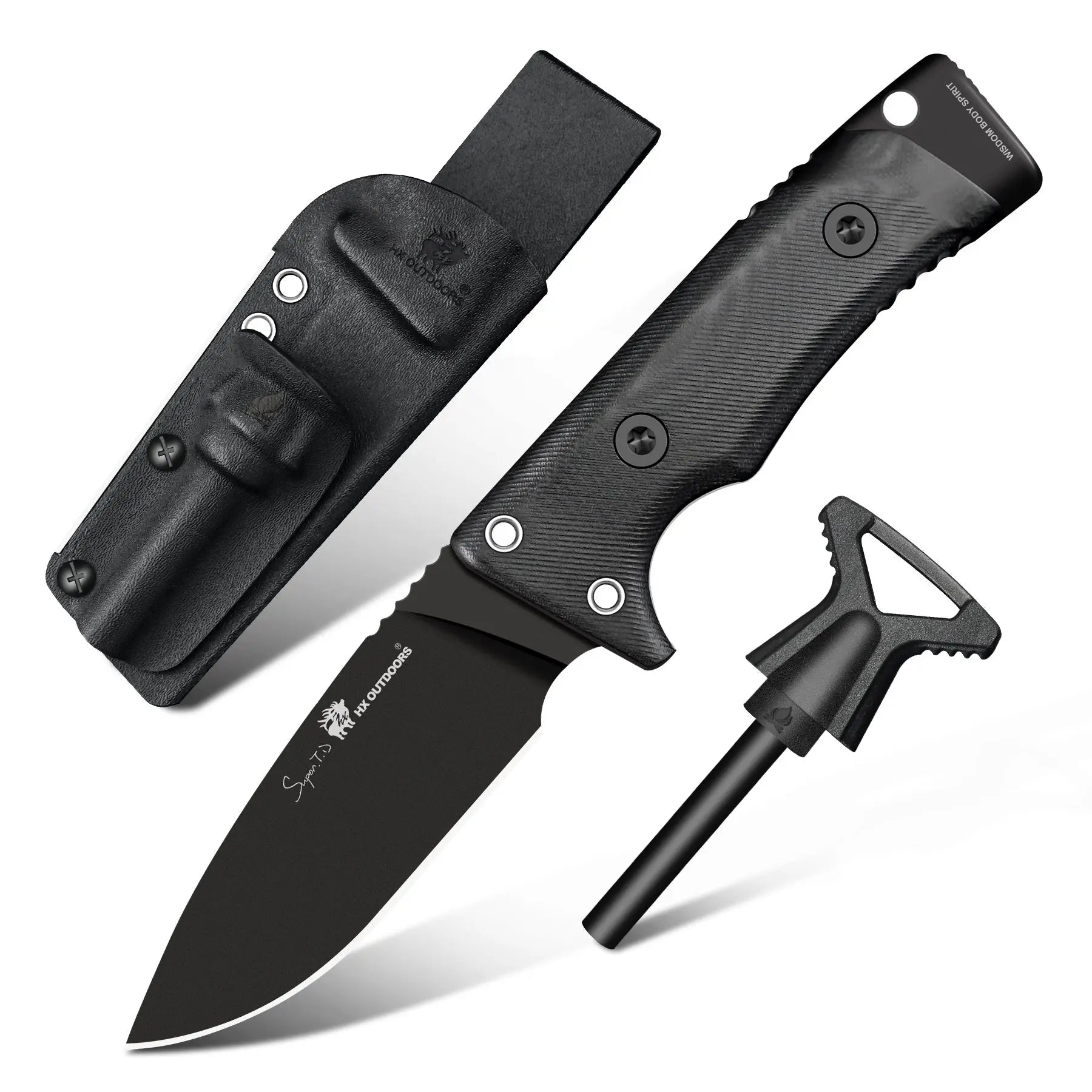 Fixed Blade HX OUTDOORS ROCK CLASSIC 3.15" DC53 Black G10 Survival Fixed Blade Knife Outdoor Tactical EDC TD-01 from HX OUTDOORS