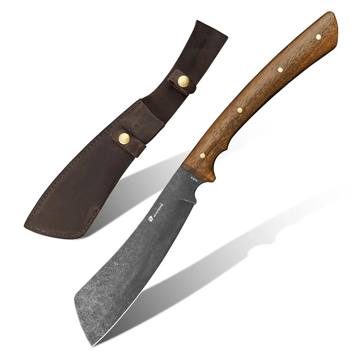 WOLF'S FANG AUS-8 Chopper Walnut Wood Outdoor Camping Knife