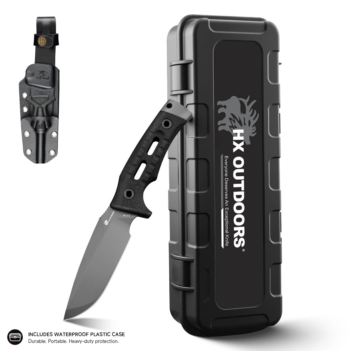 ROCK APEX DC53 Fixed Blade | Black G10 EDC Camping Knife
