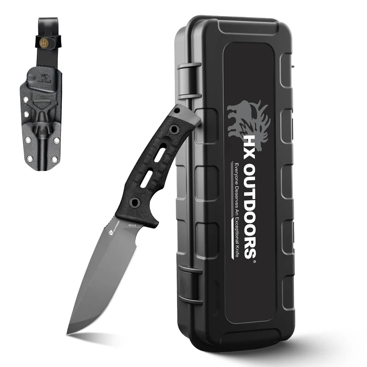 ROCK APEX DC53 Fixed Blade | Black G10 EDC Camping Knife