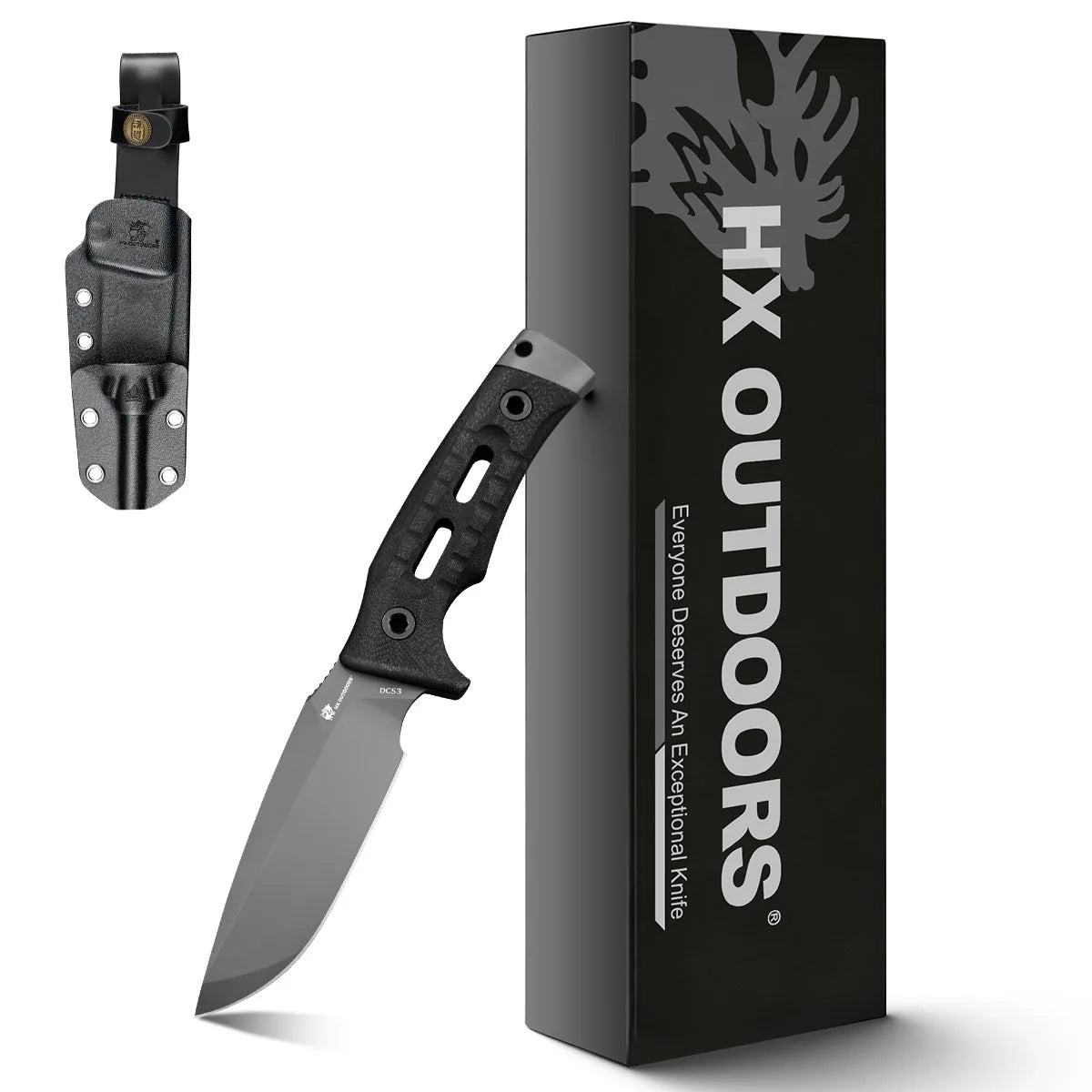 ROCK APEX DC53 Fixed Blade | Black G10 EDC Camping Knife