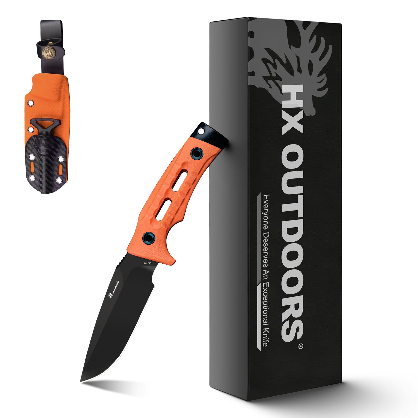 ROCK APEX Fixed Blade | 3.7" DC53 Blade | Orange G10 Handle | HX OUTDOORS TD-18CE
