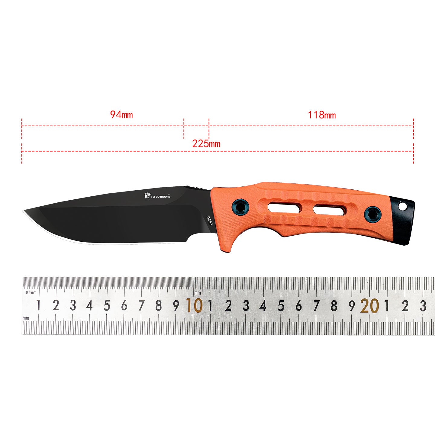 ROCK APEX DC53 Fixed Blade | Orange G10 EDC Camping Knife – HX