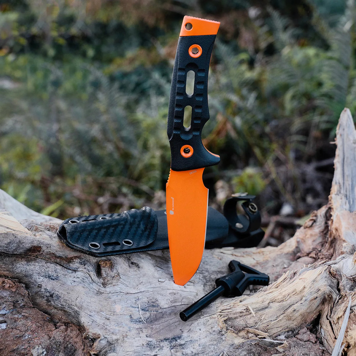ROCK APEX Fixed Blade | 3.7" Orange DC53 Blade | Black G10 Handle | HX OUTDOORS TD-18C