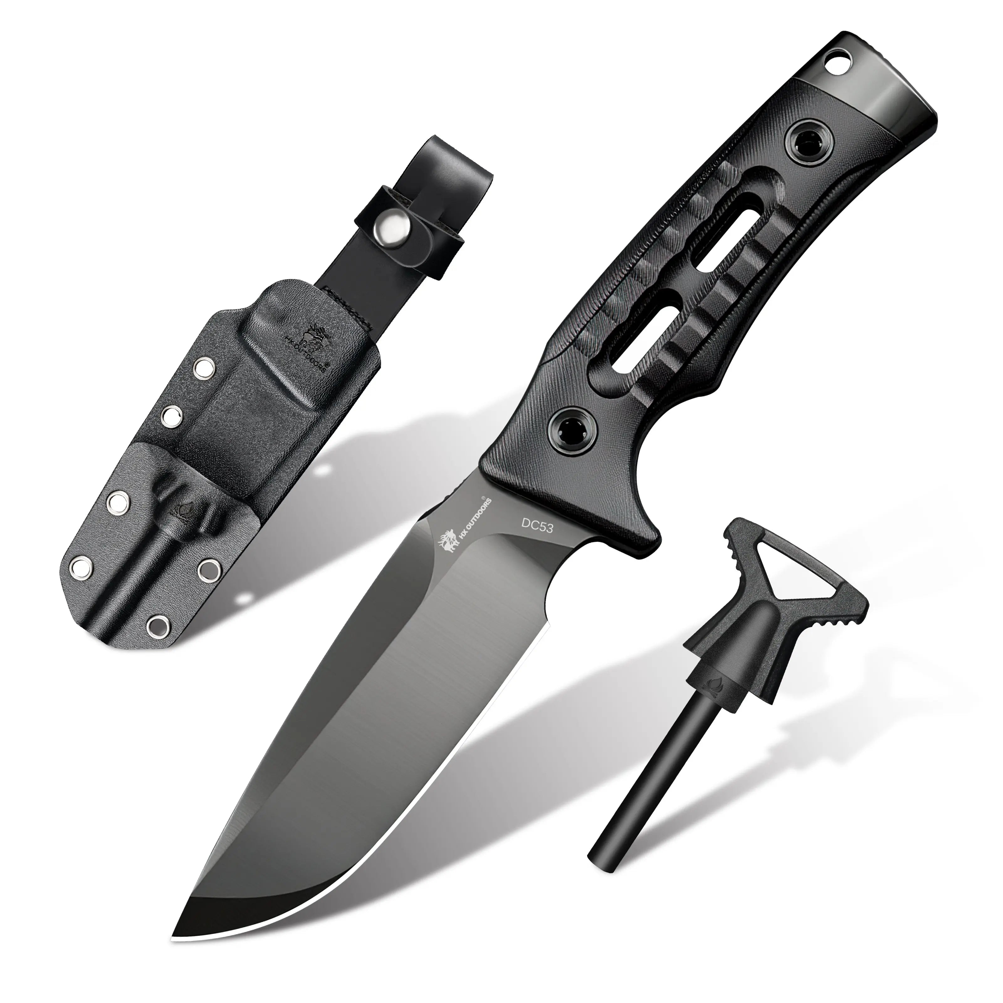 HX OUTDOORS ROCK APEX | Fixed Blade | 3.7" DC53 Blade | Black G10 Handle | TD-18DLC ROCK APEX